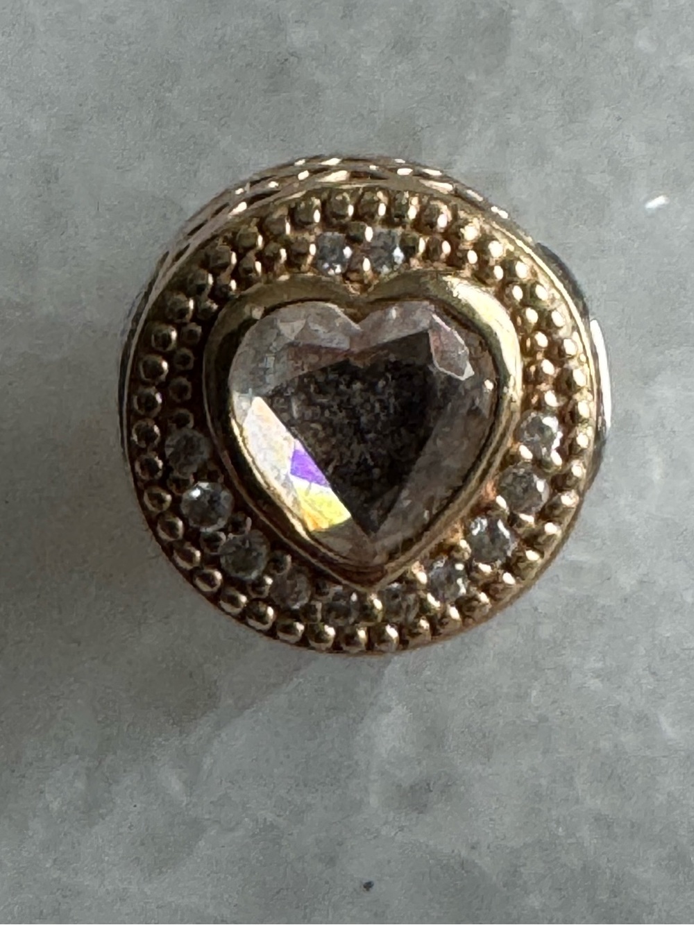 Pandora ESSENCE Love Charm 14k Gold Silver Retired 796307CZ Two Tone Heart